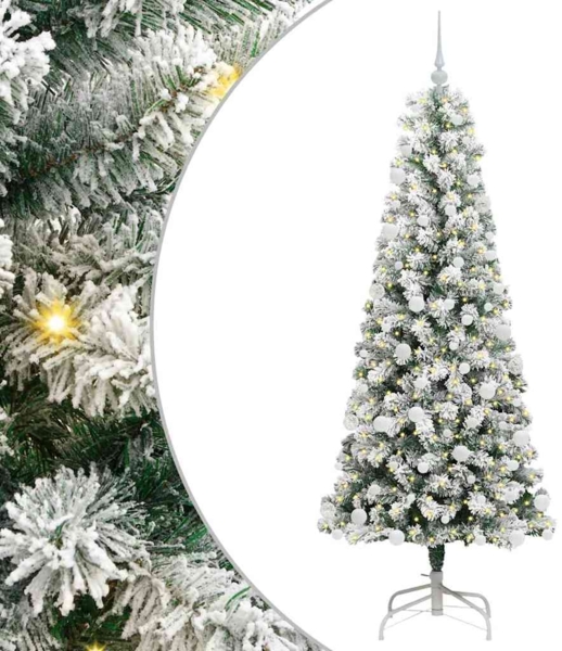 vidaXL Künstlicher klappbarer Weihnachtsbaum Grün und Weiß 180 cm 3395598 Bild 1
