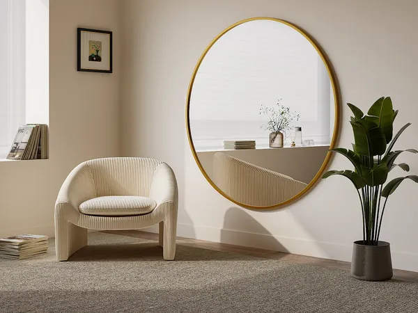 Vente-unique - RONDIA Spiegel Holz, PlatteMetall Goldfarben - B 4 cm x H 150 cm x L 150 cm