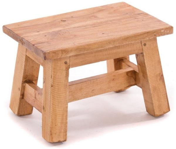 DESIGN DELIGHTS Rustikaler FUSSHOCKER Monte | 21 x 30 x 20 cm (HxBxT), Mahagoni Recyclinholz | Holzhocker | Farbe: 08 honigfarben gewachst