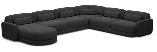 Wohnlandschaft Valencia XXL Stoff - Strukturstoff - Schwarz - Links