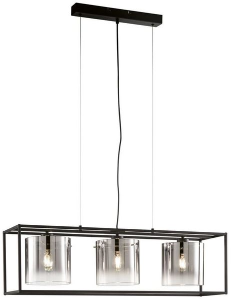 LED Pendelleuchte 3-flammig Schwarz mit Rauchglas, Breite 90cm