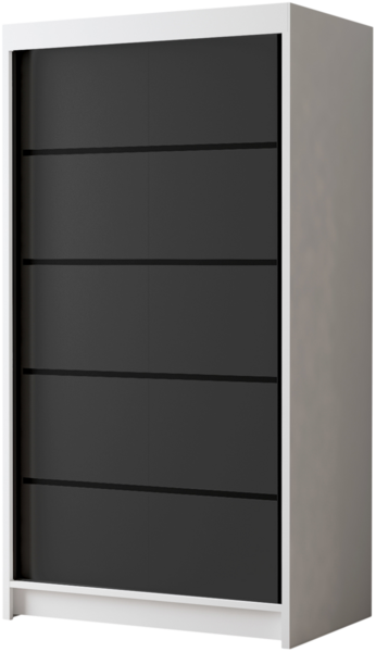 Kleiderschrank Letto IV 100 cm - Modern Schwebetürenschrank, Schiebetürenschrank mit Kleiderstange und Einlegeboden, Schlafzimmerschrank, Schiebetüren - 100x200x58 cm (Weiß/Schwarz)