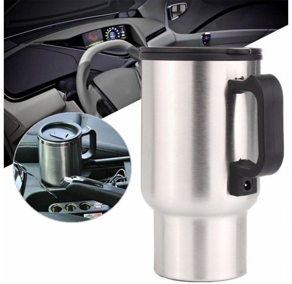LA CUTE Thermobecher isolierte Auto Heiz-Thermoskanne Warmhaltebecher, Edelstahl, Hält Getränke dank 12V-Anschluss im Auto warm