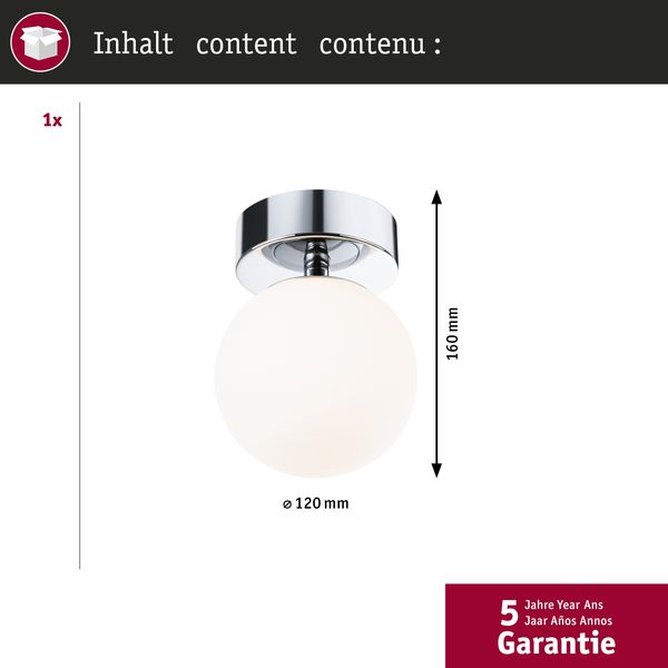 Paulmann 71064 Selection Bathroom LED Deckenleuchte Gove 12cm Chrom Satin 3000K IP44 Bild 5