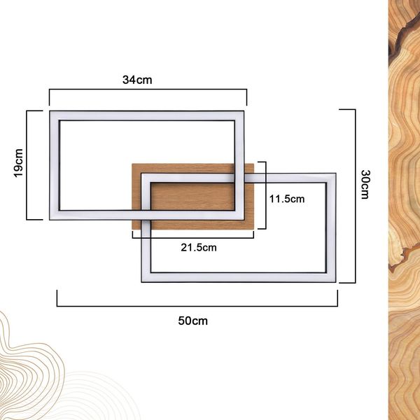 ZMH LED Deckenleuchte Modern Deckenlampe - Holz 3000K Warmweiß Schlafzimmerlampe Schwarz Rechteck Design 24W Küchenlampe Flurlampe Wohnzimmerlampe für Küche Wohnzimmer Schlafzimmer Esszimmer Bild 3