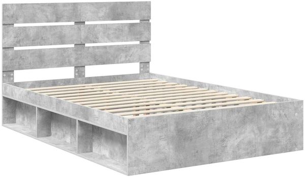 vidaXL Bettrahmen mit Kopfteil Beton 160 x 200 cm Massives Kiefernholz 3411723 Bild 4