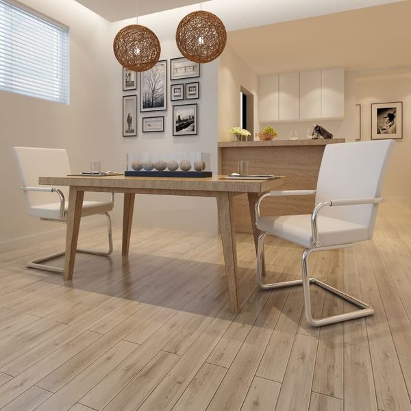 vidaXL Freischwinger 2 Stk. Weiß Kunstleder 240994
