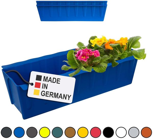 Hossi's Wholesale 2 Euro-Paletten Blumenkästen-Einsätze | 37,3cm Blau | Pflanzkasten für Europalette Palette | Balkonkasten | Blumentopf | aus stabilen Kunststoff | Made in Germany