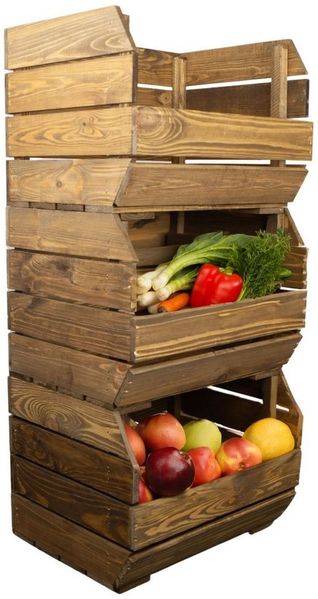 Kistenkolli Altes Land Allzweckkiste 3er Set Küchenregal 40x33x30 cm in palisander Gemüsekiste Obsthorde (Spar-Set, 3er Set)
