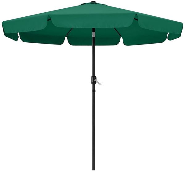 Yaheetech Sonnenschirm ∅ 267,5 cm mit 8 Metallstreben & Elegantem Volant, Kippbarer Gartenschirm UV-schutz Kurbelschirm