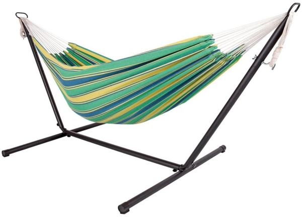 Spetebo Stabhängematte Outdoor Doppel Hängematte - Jungle Stripes (Set, 2 St, Hängematte mit Gestell), Doppel Hängematte