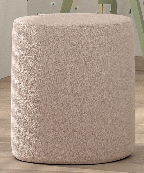 Polsterhocker MOON Rund Boucle Stoff Rosa