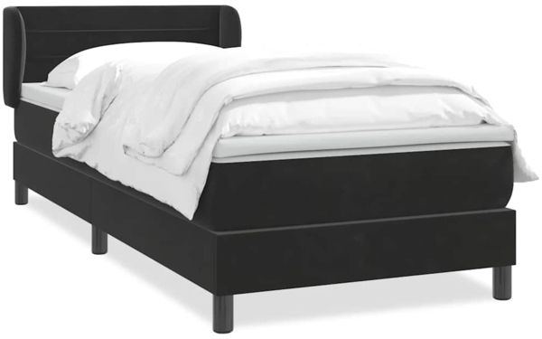 vidaXL Boxspringbett mit Matratze Schwarz 80x220 cm Samt 3317633