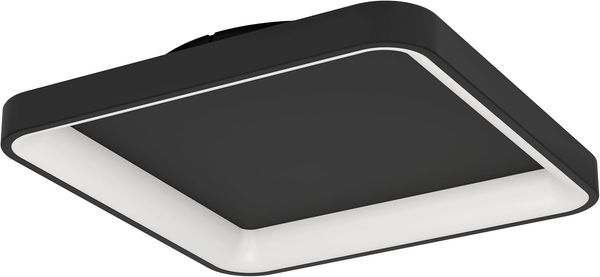 EGLO LED Deckenleuchte Loretello, dimmbare quadratische Deckenlampe mit Fernbedienung, Farbtemperatur einstellbar, 35x35 cm, Schwarz Weiß, energiesparend, Wohnzimmer Büro
