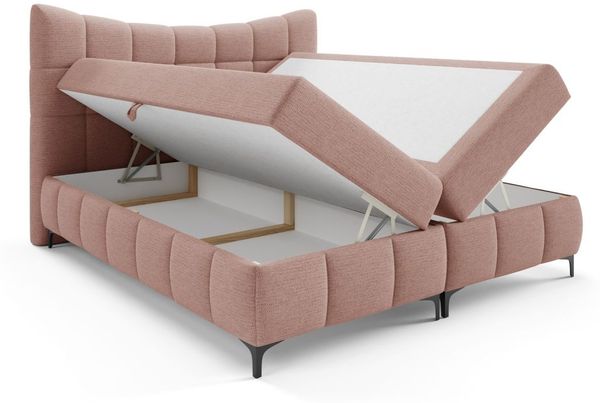 Boxspringbett Schlafzimmerbett CHARLES 200x200cm Stoff Aragon Rosa Bild 2