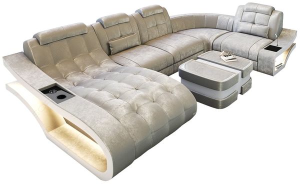 Sofa Dreams Wohnlandschaft Polster Stoff Sofa Couch Elegante S - U Form Stoffsofa, wahlweise mit Bettfunktion