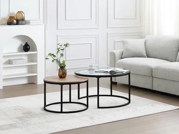 Vente-unique - REMINA Couchtisch Glas TransparentSchwarzBeige - B 60 cm80 cm x H 40,5 cm45 cm x L 60 cm80 cm