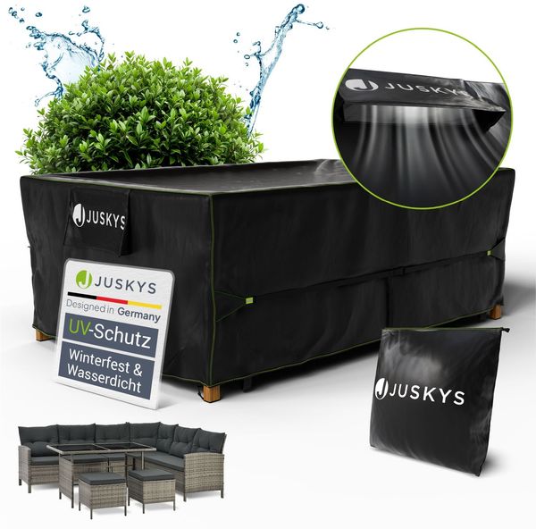 Juskys Gartenmöbel Abdeckplane CoverSafe Pro 220 x 140 x 75 cm - winterfest & wasserdicht - Schutzhülle für Gartentisch, UV-Schutz, Abdeckhaube Gartentisch