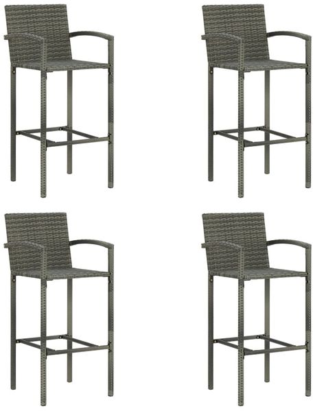 vidaXL Barhocker 4 Stk. Grau Poly Rattan 313456