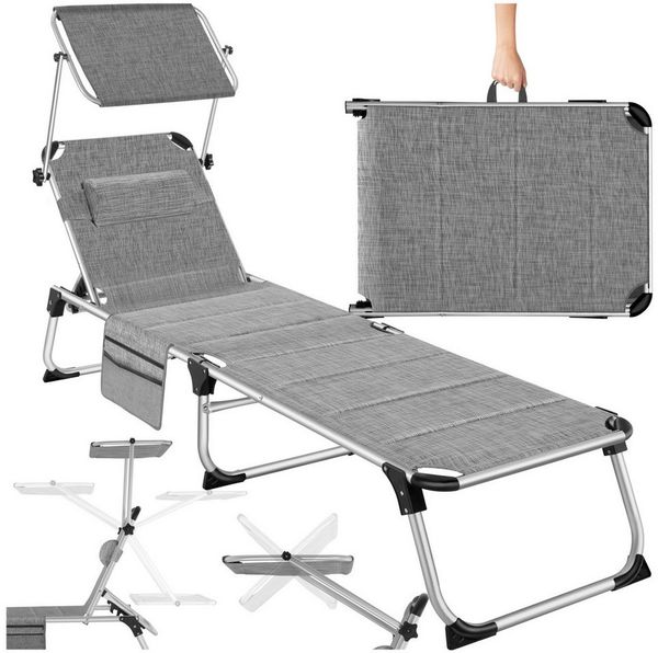 tectake Gartenliege Sonnenliege, 1, 1 St, 1tlg, gepolstert, klappbar