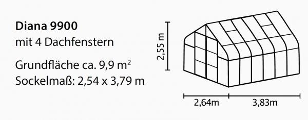 Vitavia Gewächshaus Diana 9900, HKP 4mm, schwarz Bild 2