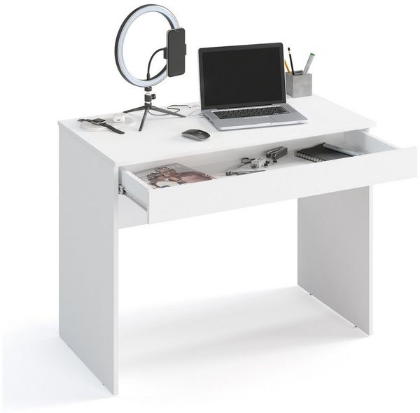 KOMTO Schreibtisch Milan mit 1 Schublade Bürotisch Computertisch Klein Arbeitstisch, Büro PC-Tisch Kinderschreibtisch mit Stauraum 100 x 53 x 76 cm