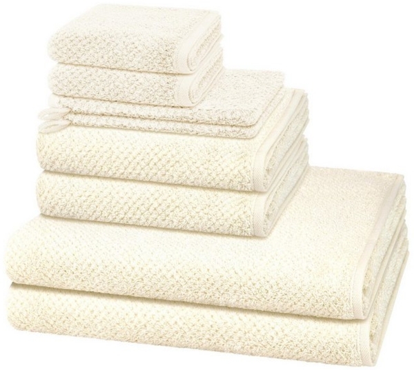 Cawö Pure 8 tlg. Frottier-Set - 2 X Handtuch (50 X 100cm), 2 X Duschtuch (80 X 150cm), 2 X Gästetuch (30 X 50cm), 2 X Waschhandschuh (16 X 22cm) - 494 g/m2 - Natur