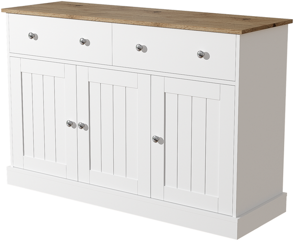 Sideboard aus Spanplatte mit Relief-Türen & Push-to-Open, 120x36x80,5 cm, Weiß Bild 7
