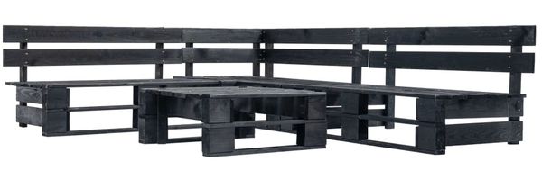 vidaXL 4-tlg. Garten-Lounge-Set aus Paletten Schwarz Holz 277420