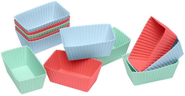 Lurch 83014 FlexiForm Brownie 12er Set Pastel Mix / 12 Backförmchen für Brownies aus 100% BPA-freiem Platin Silikon, 8 x 4 x 3 cm
