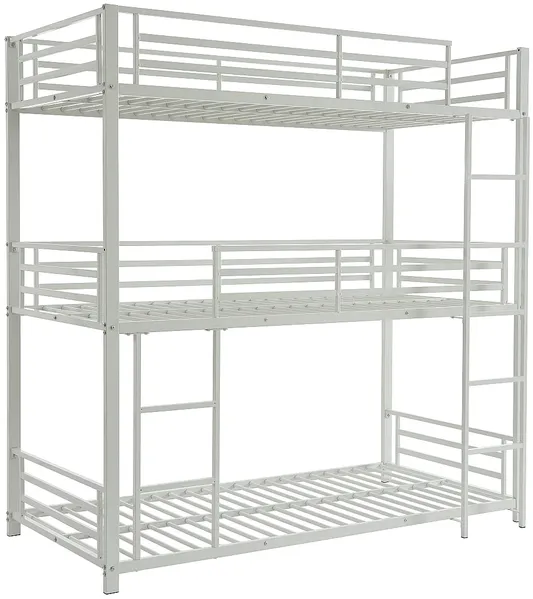 Vente-unique - ELOUAN Bett Metall Weiß - B 103 cm x H 205 cm x L 200 cm