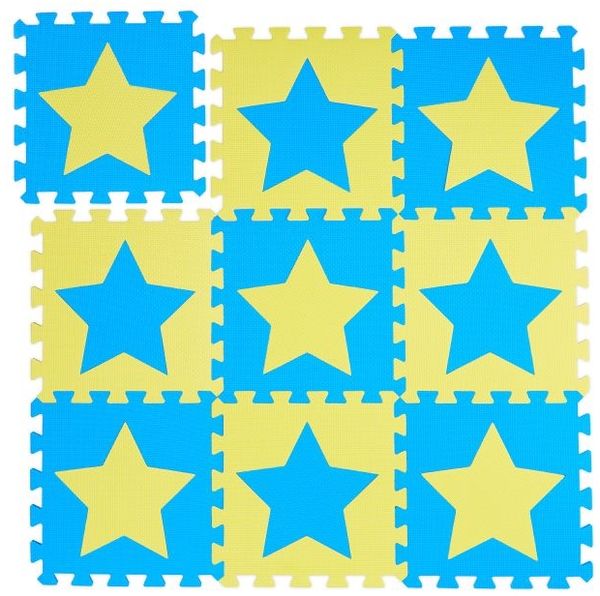 Relaxdays 18 x Puzzlematte Sterne blau-gelb