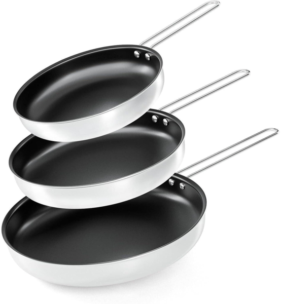COOKNANO Pfannen-Set 22/26/30 cm, Edelstahl-Antihaftpfannen, Induktion, leichte