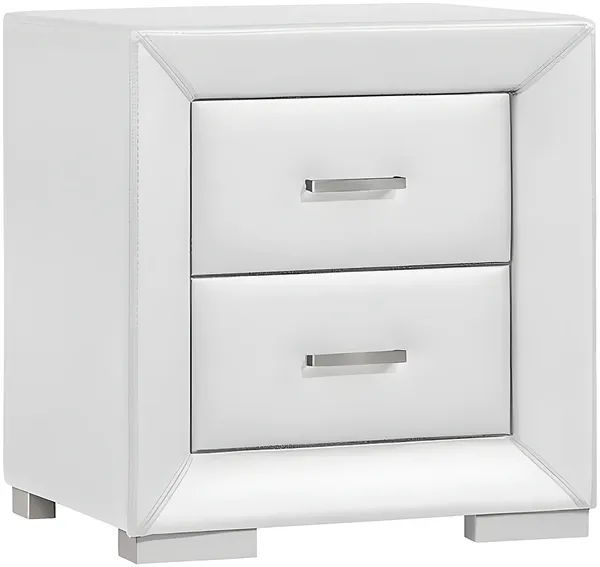 Vente-unique - CAPITOLE Bedside table Kunstleder Weiß - B 43 cm x H 54,5 cm x L 51,5 cm
