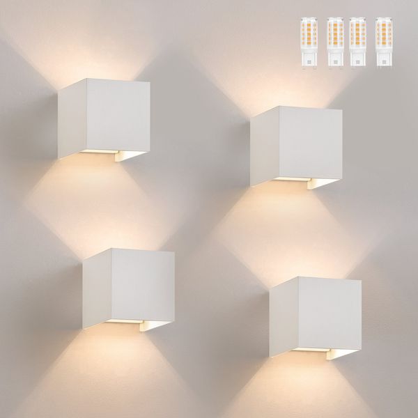 ZMH 4er Set LED Außenwandlampen, Warmweiß IP65, für Wohnung, Schlafzimmer, Flur, Treppenhaus