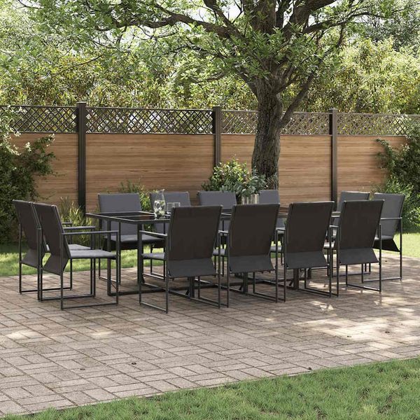 vidaXL Garten Essgruppe 13 pcs Schwarz Stahl 3335870