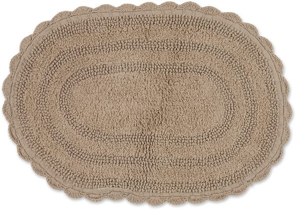 DII Crochet Collection Wende-Badematte, klein, oval, 43x61 cm, Stein.