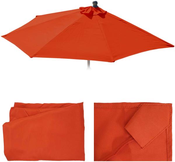 Ersatz-Bezug für Sonnenschirm halbrund Parla, Sonnenschirmbezug Ersatzbezug, 270cm Stoff/Textil UV 50+ 3kg ~ terracotta