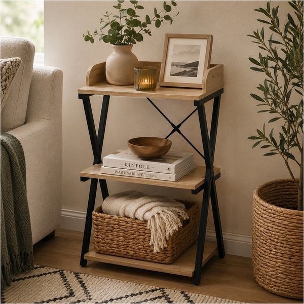 HTI-Living Standregal Regal Cedrik mit 3 Regalfächern Artisaneiche-Schwarz, Stück 1-tlg.