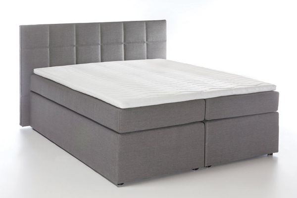 Möbelfreude Boxspringbett Boxspringbett Bea mit niedrigem Kopfteil Hellg.., Hellgrau 180x200 cm H3 7-Zonen-Taschenfederkern Matratze + Visco-Toppe