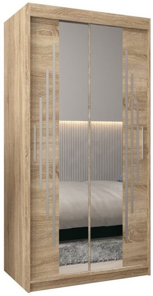 ABIKS MÖBEL Schwebetürenschrank YORK 1 Schlafzimmerschrank - mit Spiegel, Kleiderstange und Regalen