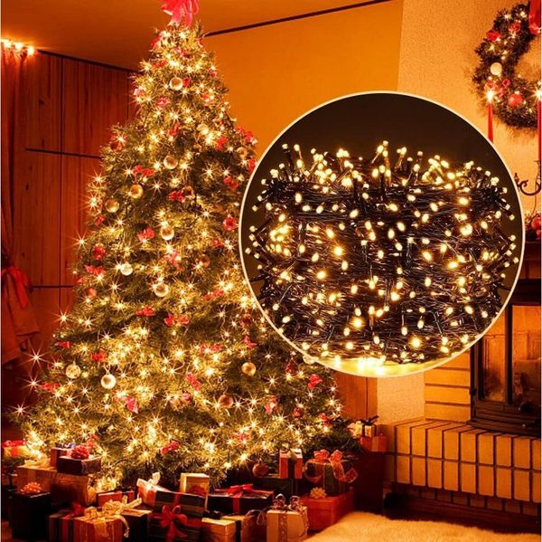 Quntis LED-Lichterkette 10-100M Lichterkette Weihnachtsdeko Innen/Außen mit Stecker, 8 Modi, Lichtervorhang Lichterkette Weihnachtsbaum Deko für Weihnachten