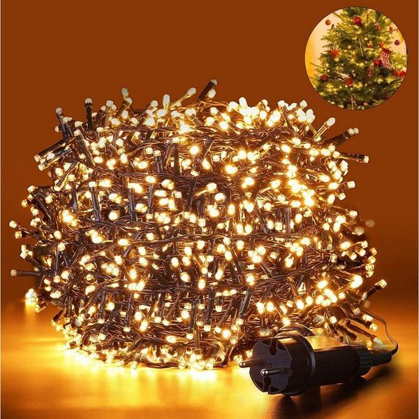 Quntis LED-Lichterkette 10-100M Lichterkette Weihnachtsdeko Innen/Außen mit Stecker, 8 Modi, Lichtervorhang Lichterkette Weihnachtsbaum Deko für Weihnachten