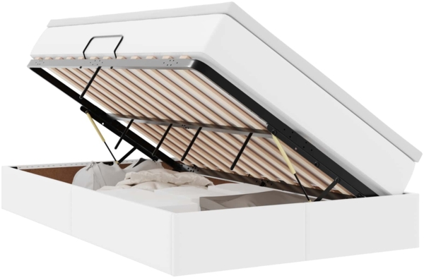 vidaXL Aufbewahrungsbett mit Matratze Weiß 120x200 cm Kunstleder 3370159 Bild 1