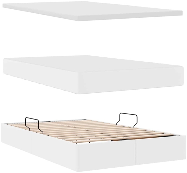 vidaXL Aufbewahrungsbett mit Matratze Weiß 120x200 cm Kunstleder 3370159 Bild 7
