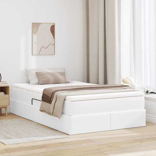 vidaXL Aufbewahrungsbett mit Matratze Weiß 120 x 200 cm Kunstleder 3370159