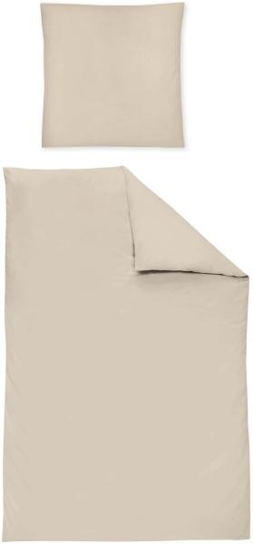 Irisette Mako-Satin uni Bettwäsche Set uni Paris 8000 beige 135x200 cm + 1 x Kissenbezug 80x80 cm