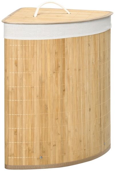 HOMCOM Wäschekorb mit Deckel 55L Laundry Baskets mit Griffen, herausnehmbarer Wäschesack (Wäschetonne, 1 St, Wäschesammler), für Waschküche Badezimmer Schlafzimmer Natur
