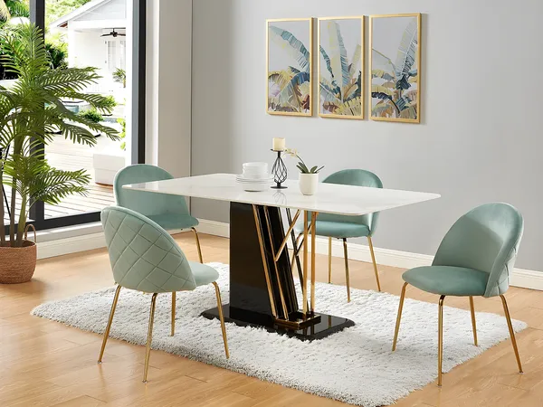 Vente-unique - MELBOURNE Stuhl SamtStoff Grün - B 55 cm x H 77 cm x L 50 cm