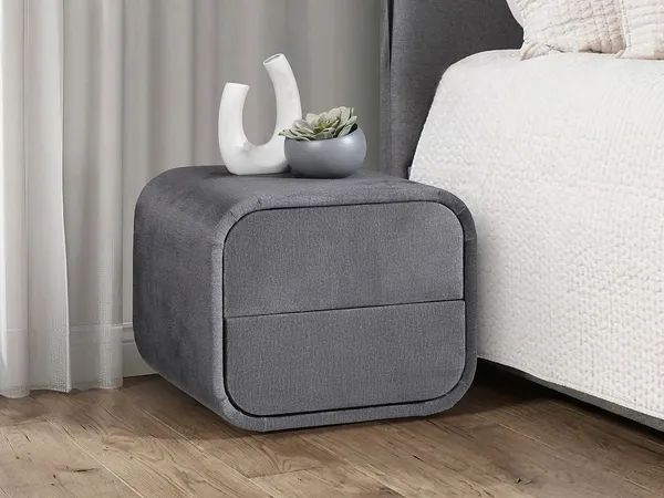Vente-unique - VENALORA Bedside table Stoff Grau - B 42 cm x H 38,5 cm x L 45,5 cm